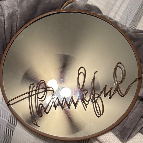 Other - Thankful Wall Mirror with Brown Frame
